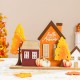 Glitzhome 18"L Fall Metal & Wood Village Table Decor