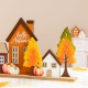 Glitzhome 18"L Fall Metal & Wood Village Table Decor