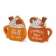 Glitzhome S/2 5.25"H Fall Wood Pumpkin Coffee Mug Table Decor