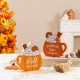 Glitzhome S/2 5.25"H Fall Wood Pumpkin Coffee Mug Table Decor