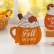 Glitzhome S/2 5.25"H Fall Wood Pumpkin Coffee Mug Table Decor