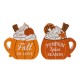 Glitzhome S/2 5.25"H Fall Wood Pumpkin Coffee Mug Table Decor