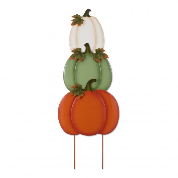Glitzhome Set of 3 36"H Fall Stacked Pumpkin Yard Stake
