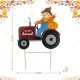 Glitzhome 30"H Fall Metal Tractor & Scarecrow Yard Stake