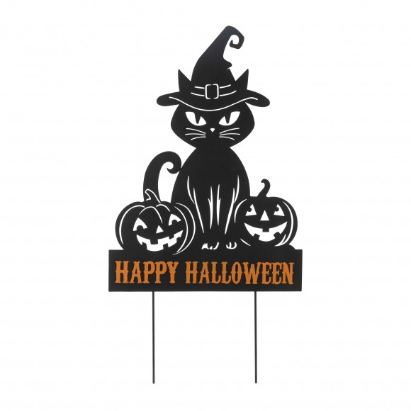 Glitzhome 30.25"H Halloween Metal Silhouette Cat Yard Stake