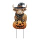 Glitzhome 30"H Halloween Metal Painted Highland Cow Yard Stake