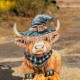 Glitzhome 30"H Halloween Metal Painted Highland Cow Yard Stake
