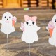 Glitzhome S/3 23.75"H Halloween Metal Pink Ghosts Yard Stake