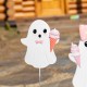 Glitzhome S/3 23.75"H Halloween Metal Pink Ghosts Yard Stake