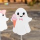 Glitzhome S/3 23.75"H Halloween Metal Pink Ghosts Yard Stake