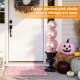 Glitzhome 31.50"H Halloween MGO Lighted Stacked Pink Skull with Black Urn Porch Decor w/Timer