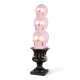 Glitzhome 31.50"H Halloween MGO Lighted Stacked Pink Skull with Black Urn Porch Decor w/Timer