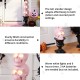 Glitzhome 31.50"H Halloween MGO Lighted Stacked Pink Skull with Black Urn Porch Decor w/Timer