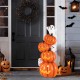 Glitzhome 33.25"H Halloween MGO Lighted Stacked Jack-O-Lantern & Ghost Porch Decor w/Timer