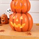 Glitzhome 33.25"H Halloween MGO Lighted Stacked Jack-O-Lantern & Ghost Porch Decor w/Timer