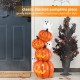 Glitzhome 33.25"H Halloween MGO Lighted Stacked Jack-O-Lantern & Ghost Porch Decor w/Timer