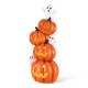 Glitzhome 33.25"H Halloween MGO Lighted Stacked Jack-O-Lantern & Ghost Porch Decor w/Timer