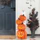 Glitzhome 33.25"H Halloween MGO Lighted Stacked Jack-O-Lantern & Ghost Porch Decor w/Timer