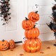 Glitzhome 33.25"H Halloween MGO Lighted Stacked Jack-O-Lantern & Ghost Porch Decor w/Timer