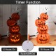 Glitzhome 33.25"H Halloween MGO Lighted Stacked Jack-O-Lantern & Ghost Porch Decor w/Timer