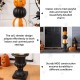 Glitzhome 27"H Halloween MGO Stacked Pumpkin with Black Urn Porch Decor