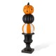 Glitzhome 27"H Halloween MGO Stacked Pumpkin with Black Urn Porch Decor