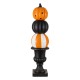 Glitzhome 27"H Halloween MGO Stacked Pumpkin with Black Urn Porch Decor