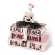 Glitzhome 8.25"H Halloween Polyresin Pink Skeleton Ballerina on Books Table Decor