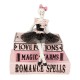 Glitzhome 8.25"H Halloween Polyresin Pink Skeleton Ballerina on Books Table Decor