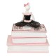 Glitzhome 8.25"H Halloween Polyresin Pink Skeleton Ballerina on Books Table Decor