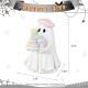 Glitzhome 9.75"H Halloween Polyresin Ghost with Macarons Table Decor
