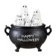 Glitzhome 9"L Halloween Lighted Polyresin Ghosts in Cauldron Table Decor w/Timer