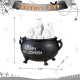 Glitzhome 9"L Halloween Lighted Polyresin Ghosts in Cauldron Table Decor w/Timer