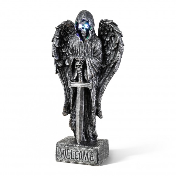 Glitzhome 12"H Halloween Lighted Resin Grim Reaper Table Decor w/Timer
