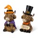 Glitzhome S/2 4.75"H Halloween Resin Highland Cow Table Decor