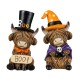 Glitzhome S/2 4.75"H Halloween Resin Highland Cow Table Decor