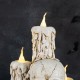 Glitzhome 14.25"H Lighted Halloween Resin Skulls with Candles Table Decor w/Timer