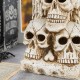 Glitzhome 14.25"H Lighted Halloween Resin Skulls with Candles Table Decor w/Timer