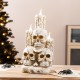 Glitzhome 14.25"H Lighted Halloween Resin Skulls with Candles Table Decor w/Timer