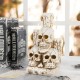 Glitzhome 14.25"H Lighted Halloween Resin Skulls with Candles Table Decor w/Timer