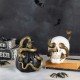 Glitzhome S/2 7"H Halloween Polyresin JOL and Skull with Snake Table Decor