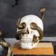 Glitzhome S/2 7"H Halloween Polyresin JOL and Skull with Snake Table Decor