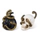 Glitzhome S/2 7"H Halloween Polyresin JOL and Skull with Snake Table Decor