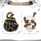 Glitzhome S/2 7"H Halloween Polyresin JOL and Skull with Snake Table Decor