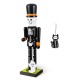 Glitzhome 18"H Halloween Wood Skeleton w/Ornament Nutcracker