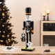 Glitzhome 18"H Halloween Wood Skeleton w/Ornament Nutcracker