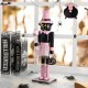 Glitzhome 18.25"H Halloween Wood Pink Cat w/Ornament Nutcracker