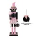 Glitzhome 18.25"H Halloween Wood Pink Cat w/Ornament Nutcracker