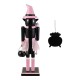 Glitzhome 18.25"H Halloween Wood Pink Cat w/Ornament Nutcracker