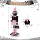 Glitzhome 18.25"H Halloween Wood Pink Cat w/Ornament Nutcracker